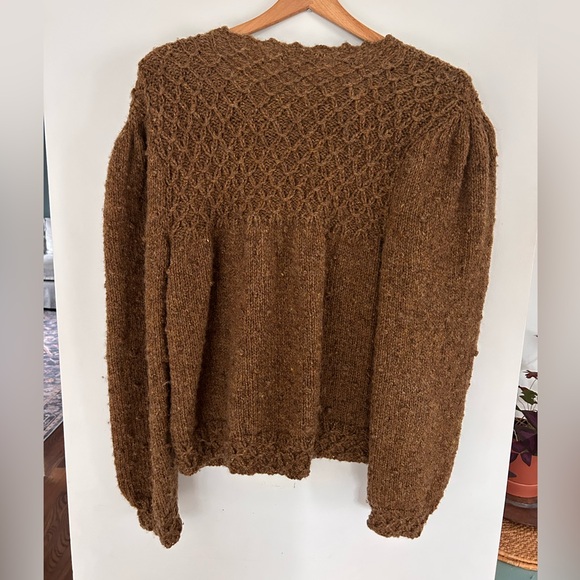 Vintage Hand knit popcorn bobble cherry wood button down cardigan - Picture 8 of 15